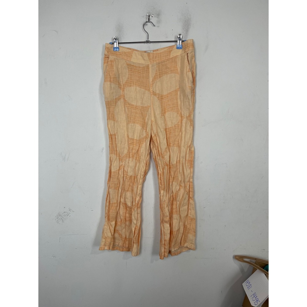 Joie Womens Orange Abstract Print‎ 100% Linen Straight Leg Pants Size Medium